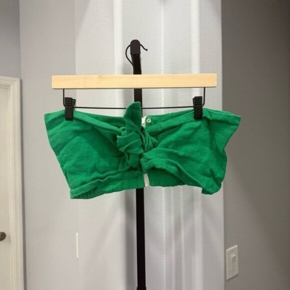 Just Be Queen Bandeau Top Silvia GREEN Size Large Bow Front Vacation Resort - Picture 2 of 7